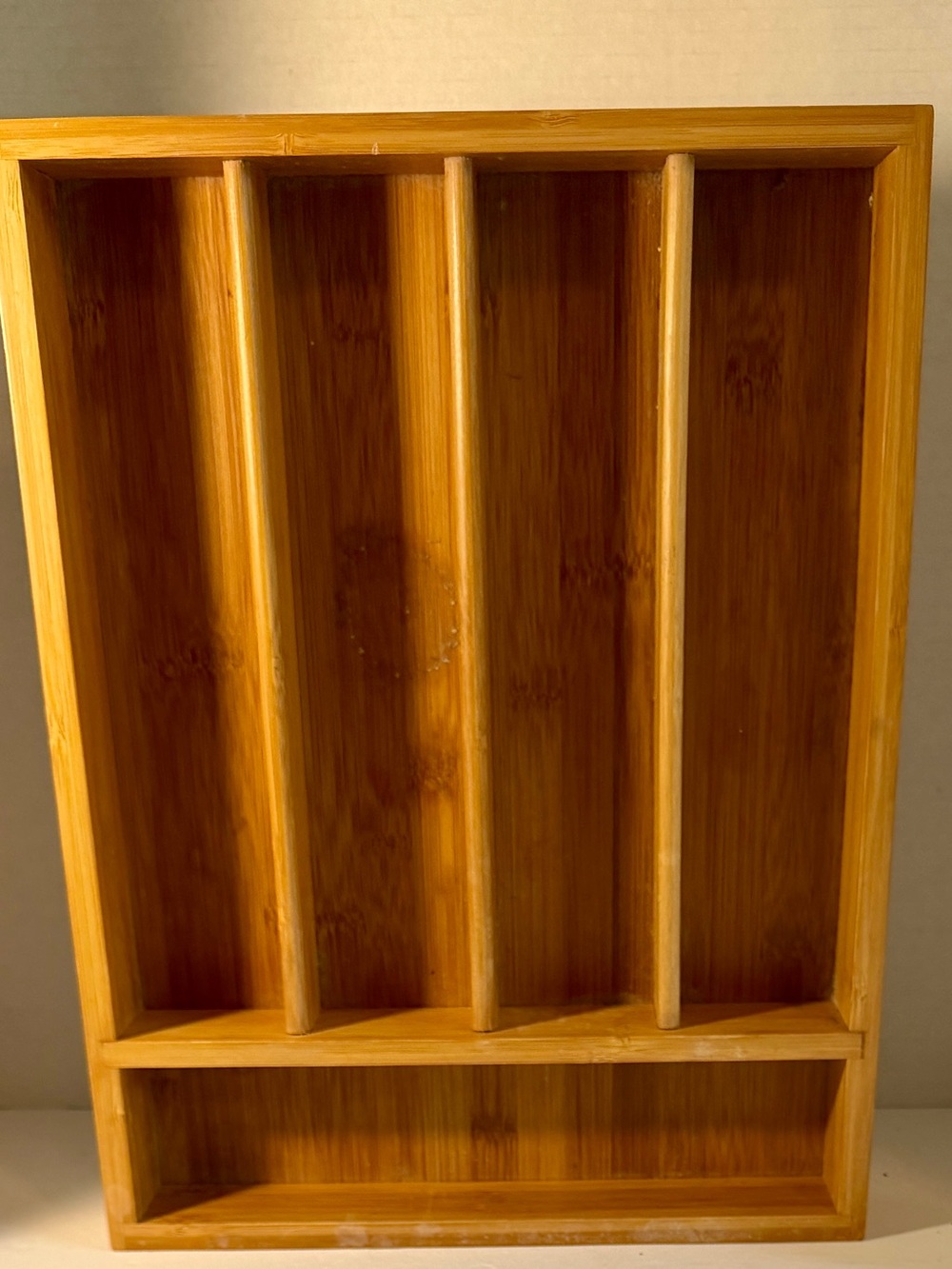 Crate&Barrel Bamboo Utensil and Cutlery Organizer - Natural Brown